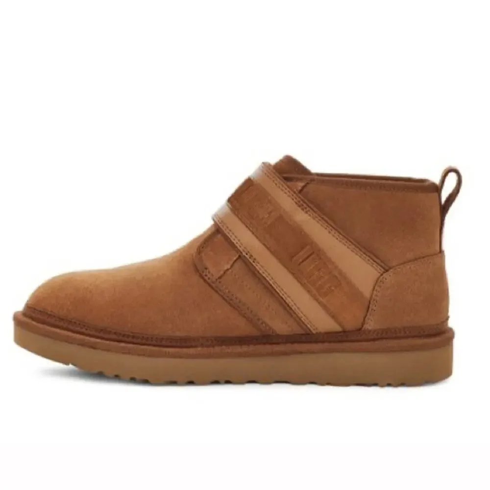 NEW UGG Brown Tan Suede Fur Lined Neumal Boot Slip On Chukka Ankle Booties 9
